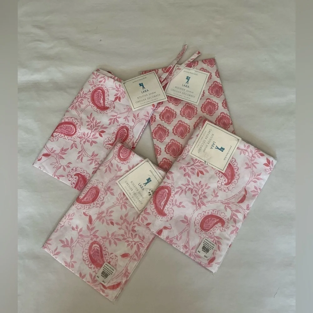 NWT Pottery Barn Kids Lara Paisley Pink Floral Bolster Sham 9.5